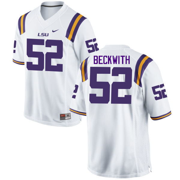 Men LSU Tigers #52 Kendell Beckwith College Football Jerseys Game-White - Click Image to Close